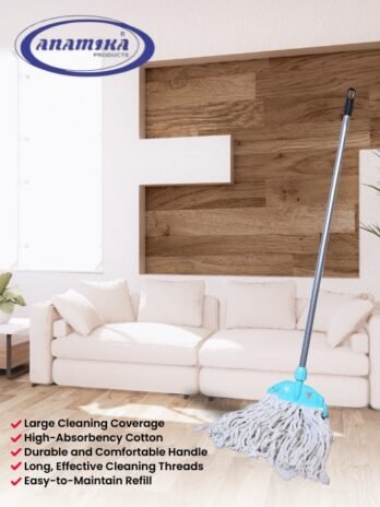 Clip & Fit Mop 9 inches for All Type of Floor Cleaning Replacement Mop Head with Super Absorbant Cotton Mop